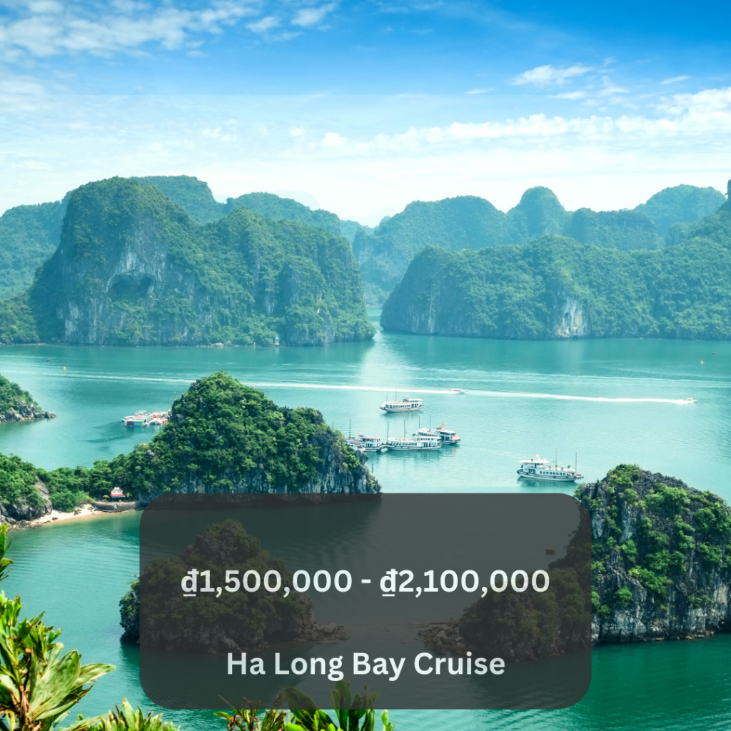 Ha Long Bay Cruise 1,500,000 - 2,100,000 per adult.